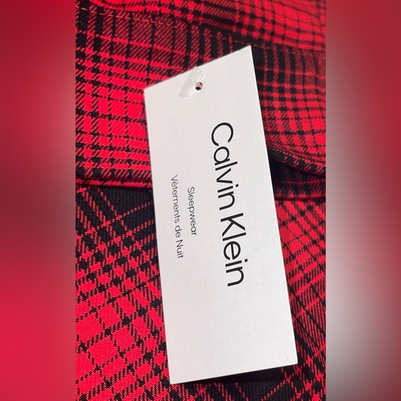 CALVIN KLEIN SLEEPWEAR  MEN’S COTTON JACKET SHADOW PLAID_EXACT RED LONG SLEEVE M - Picture 10 of 11